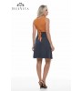 Vestido cavado | Cor: azul e mostarda